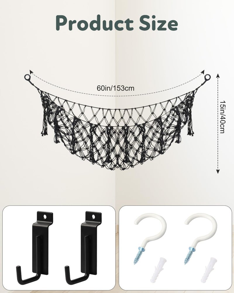 Alffun Slatwall Accessories, Slatwall Deep Mesh Basket for Garage, Sports Ball Hammock Wall Mounted with J Shaped Slatwall Hooks for Sport Equipment Organizer Stuff Animal Storage Toy Display - Image 5